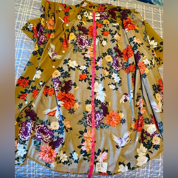 COPY - Good threads poplin flower shirt. Men’s.  collared shirt. Tan. Great con… - Picture 8 of 10
